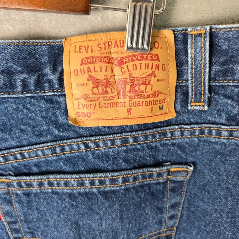 Vintage Levis 550 Mens 42x31 Relaxed Fit Tapered Leg Jeans Dark Wash Made in USA